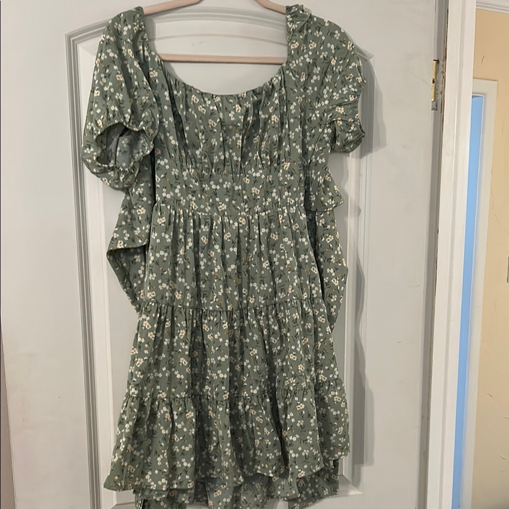 Altar'd State Green Floral Mini Dress